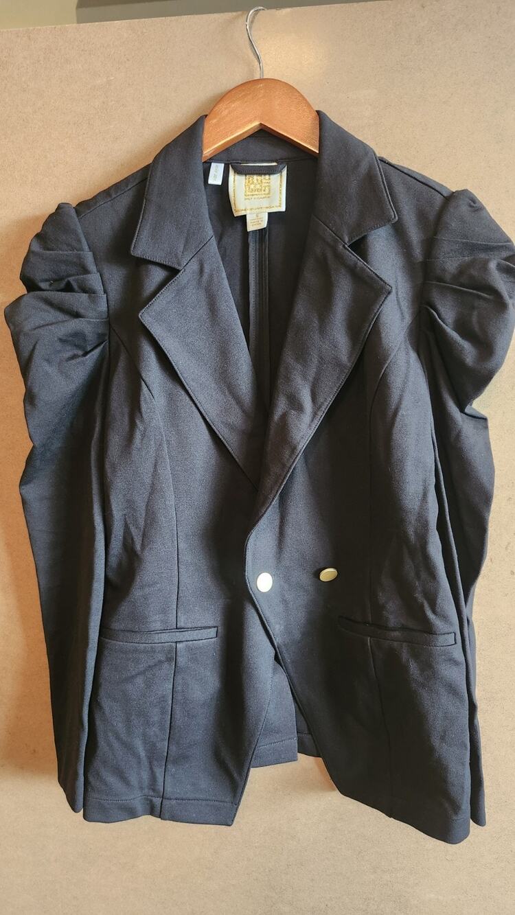 Emily McCarthy Savannah Bradshaw Blazer Jacket Black Puff Sleeve Size Small J14